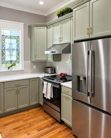 Sage green kitchen corner